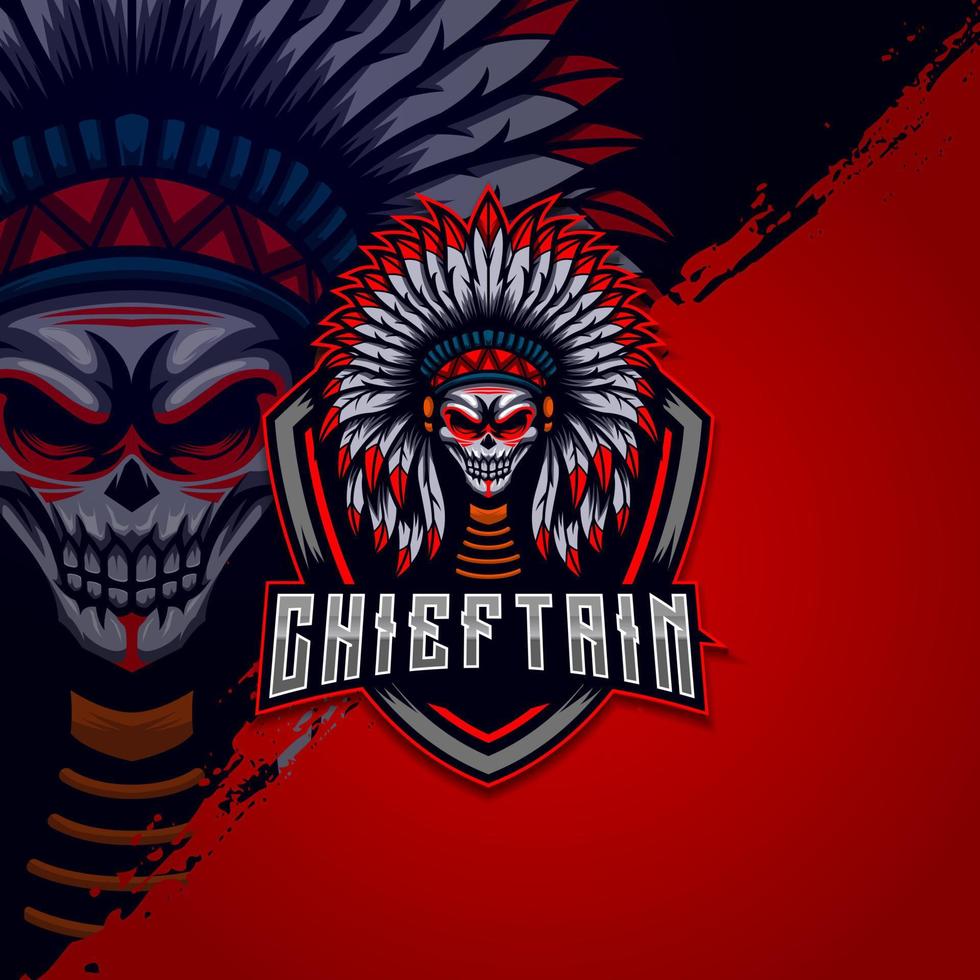 plantilla de diseño de logotipo de e-sport de calavera india vector