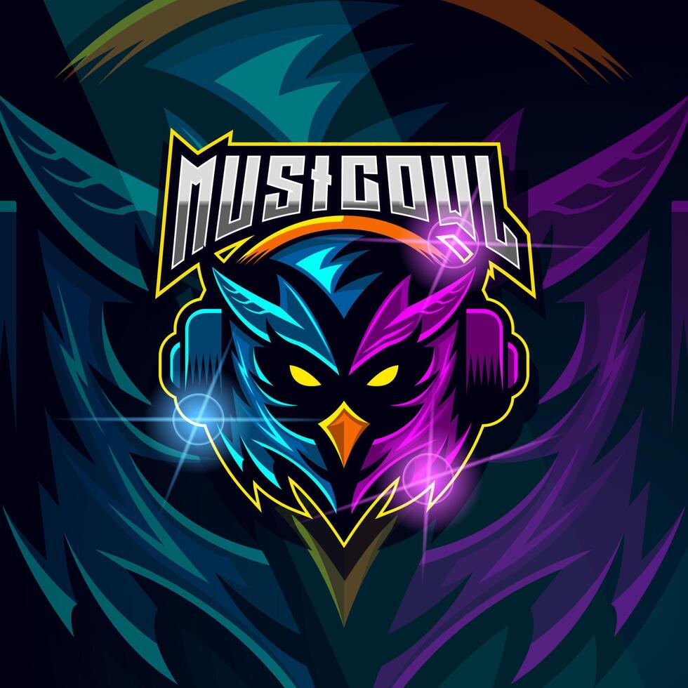 Owl With Heatset Esport logo design template vector
