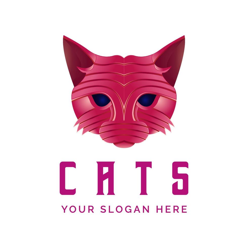 Cat Head Gradient Logo Design Vector Illustration