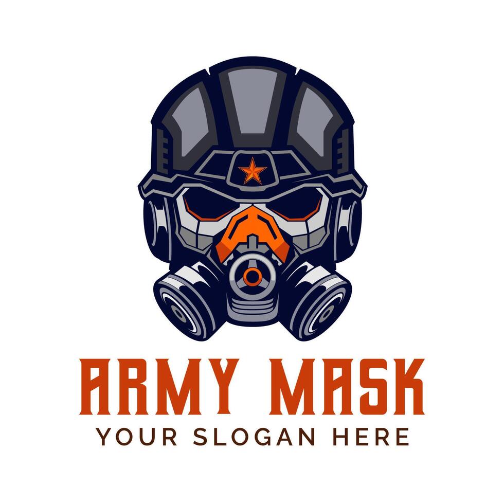 Army Mask logo design vector template illustration