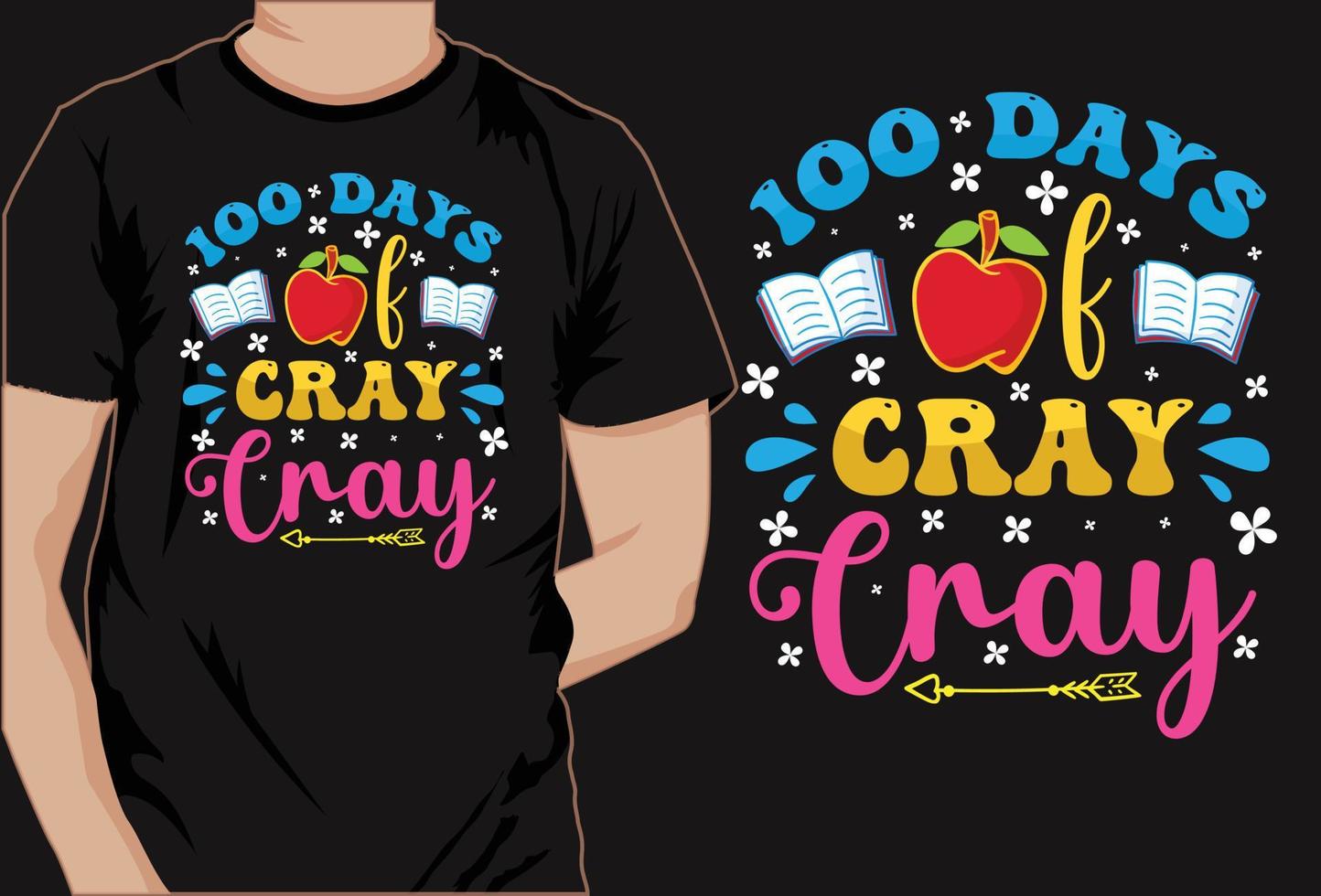 Basic100 days of school colorful t shirt design vector