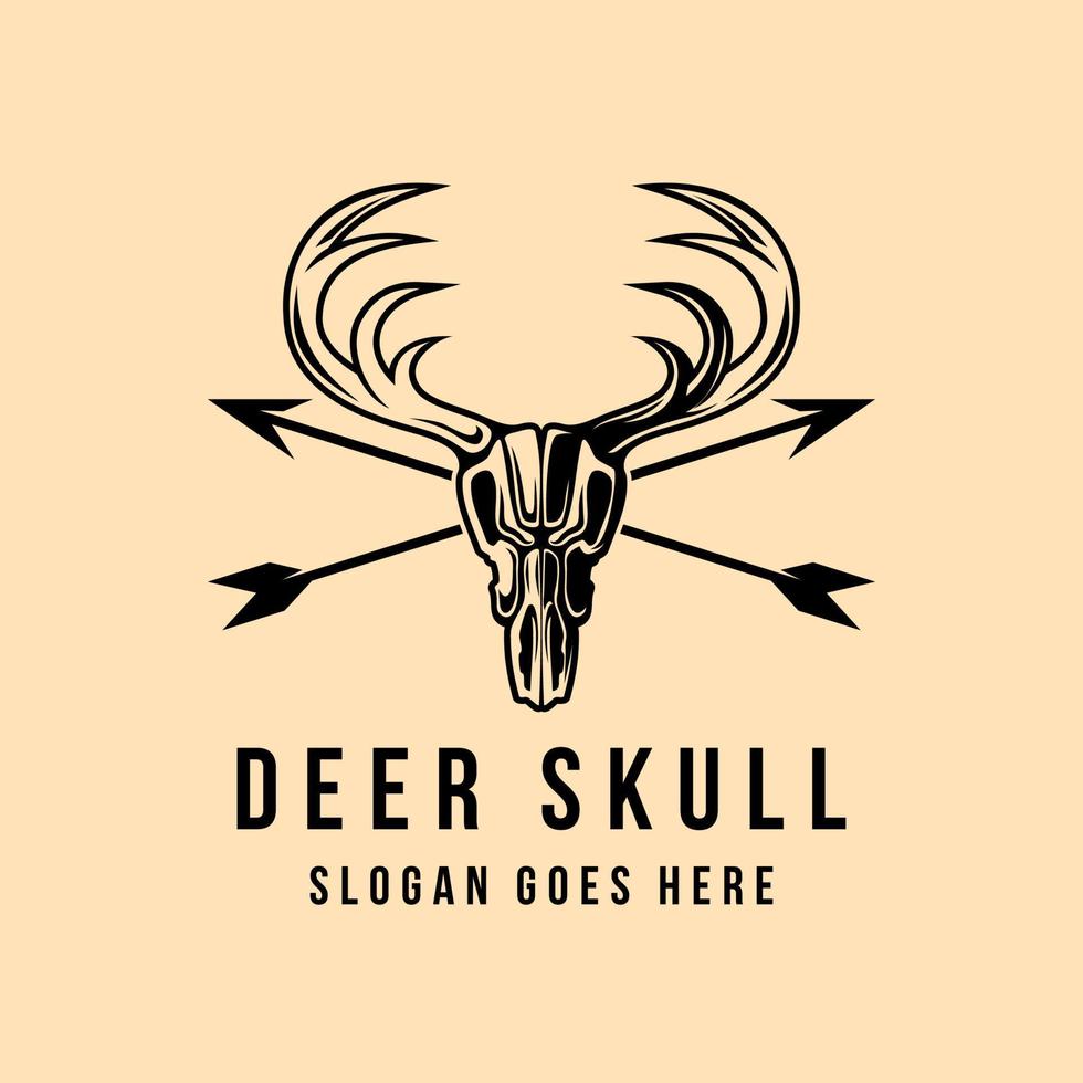 skull of Deer vintage outdoor adventure logo design template vector illustration