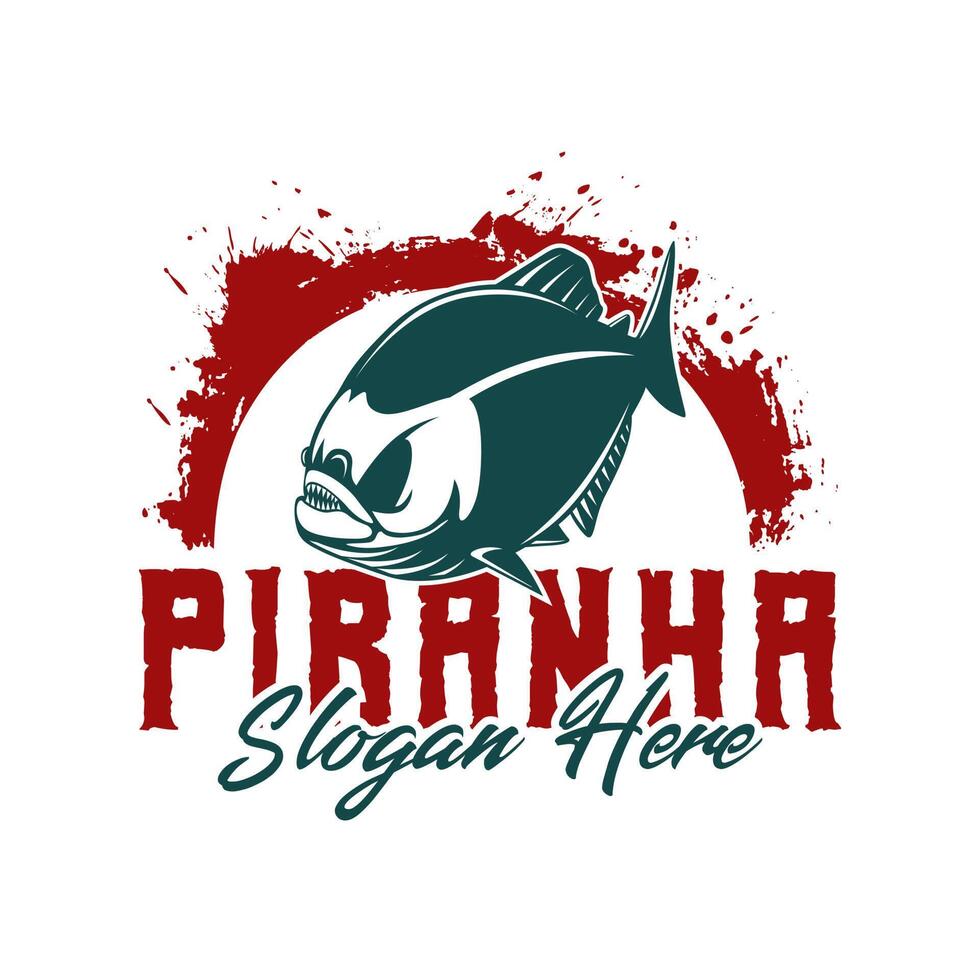 Piranha fish fishing logo, jumping fish design template vector illustration. great to use as your any fishing company logo