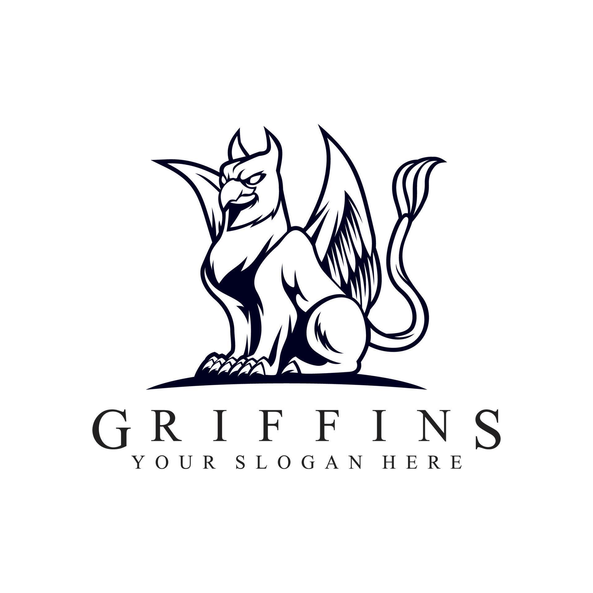 griffin black and white vintage template for labels, emblems, badges or