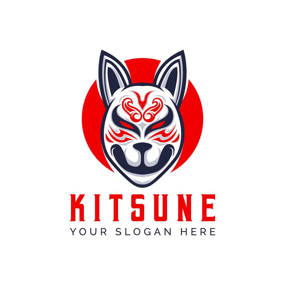 Kitsune Head japanesee Wolf Logo vector illustration