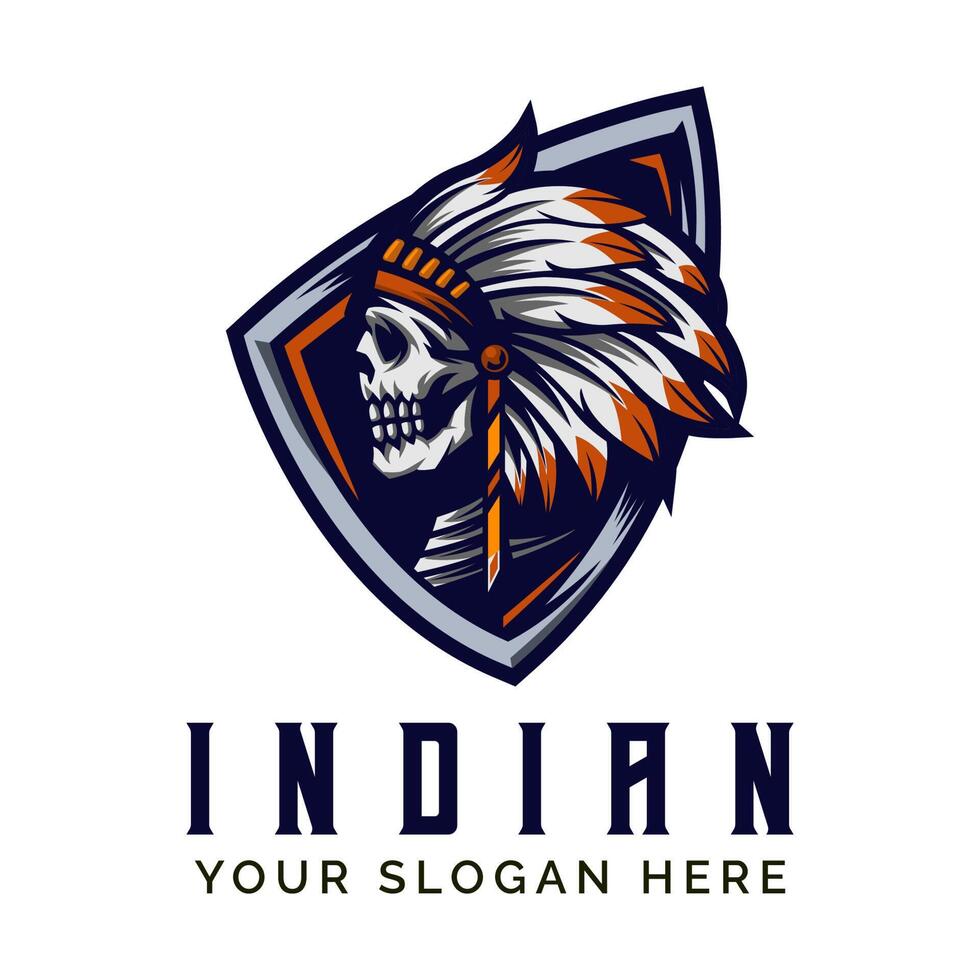 Indian Skull Design logo design template vector