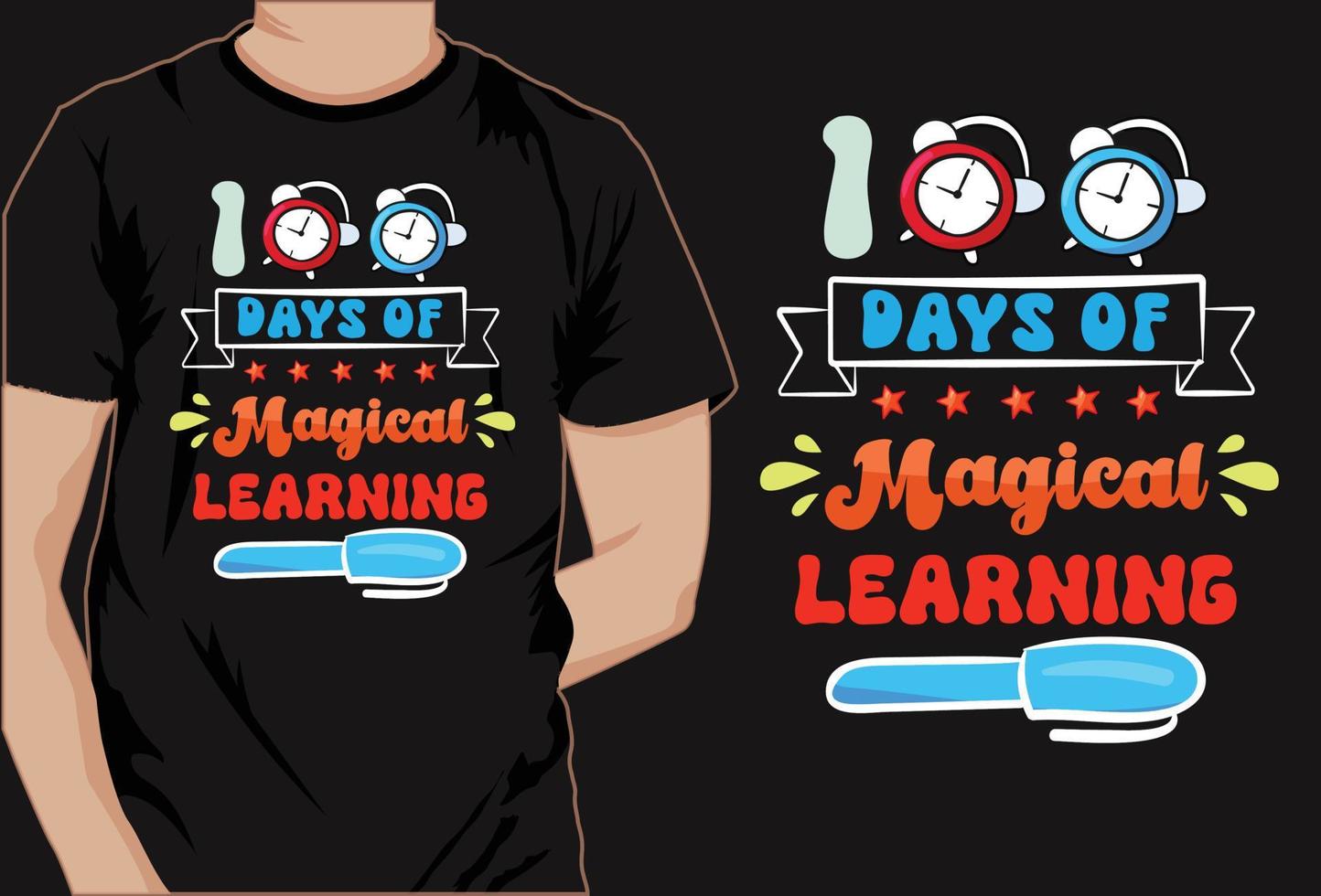 Basic100 days of school colorful t shirt design vector