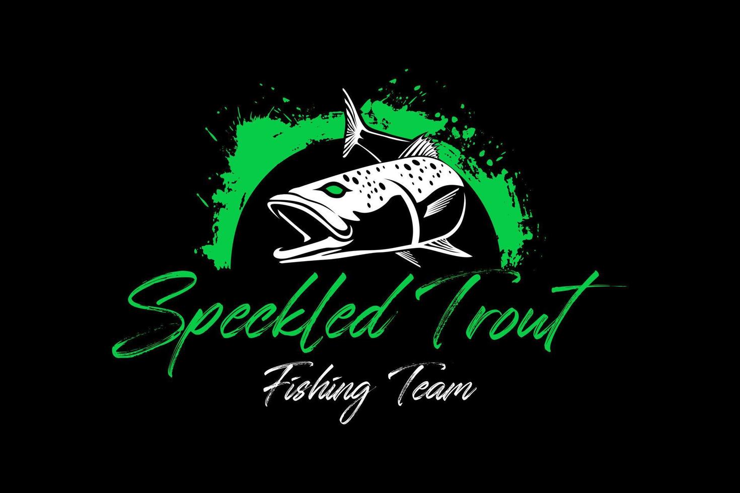 Trout fish fishing logo on black dark background. modern vintage rustic logo design. great to use as your any fishing company logo and brand vector