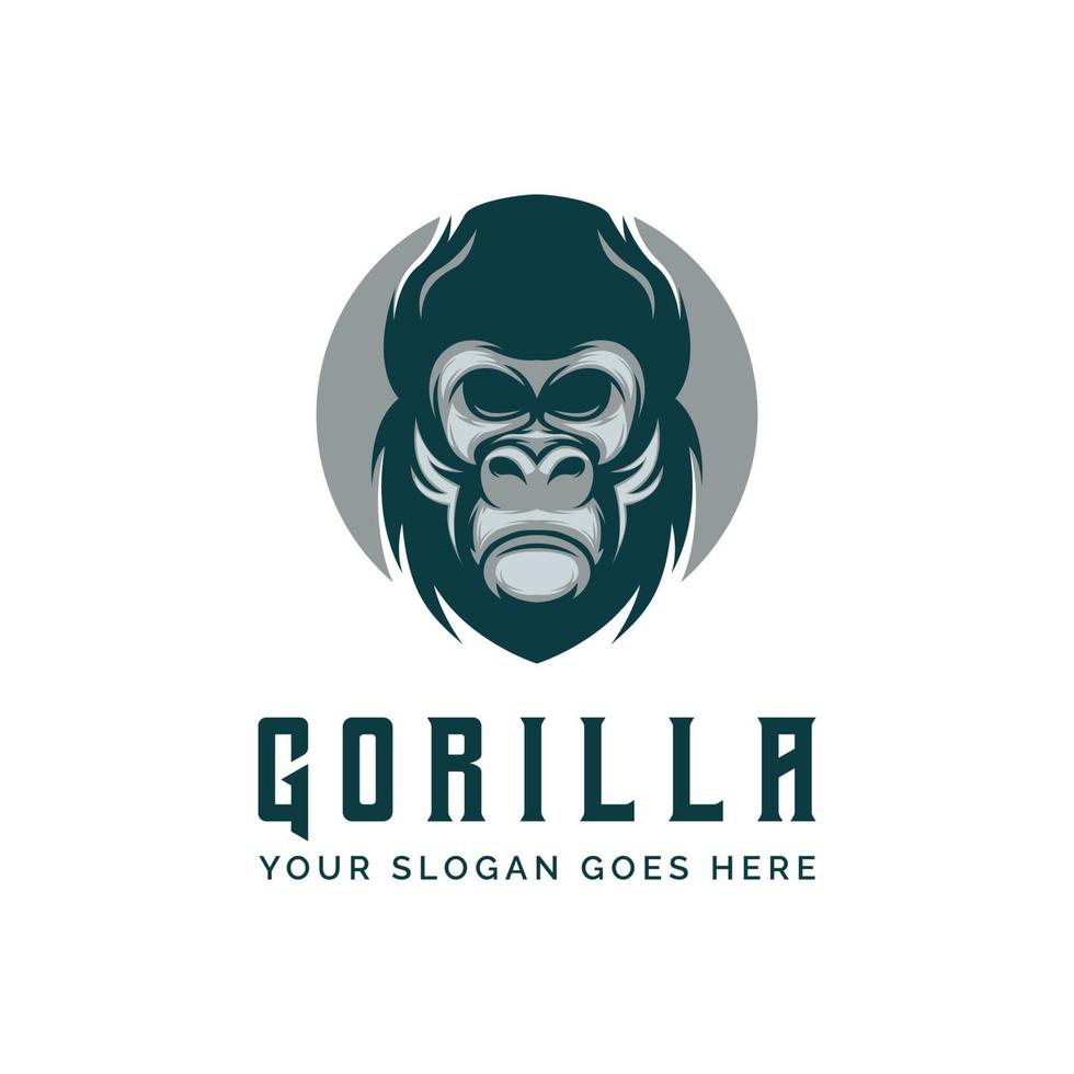 Gorilla Head vintage logo design template in black and white vector