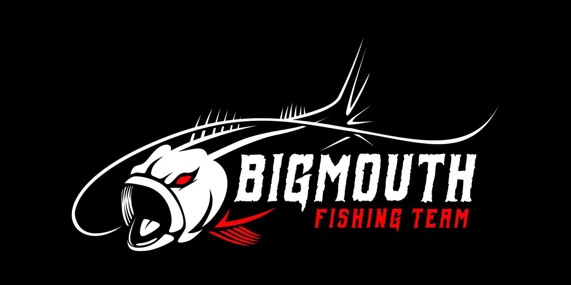 Angry Grouper fish fishing logo on black dark background. modern vintage rustic logo design. great to use as your any fishing company logo and brand vector