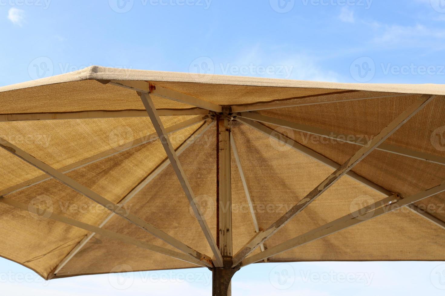 Umbrella in the city park near the sea. photo