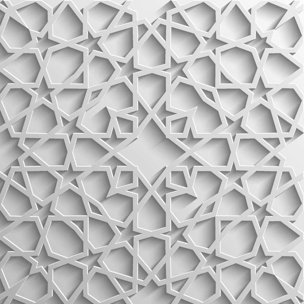 Background with 3d seamless pattern in Islamic style vector