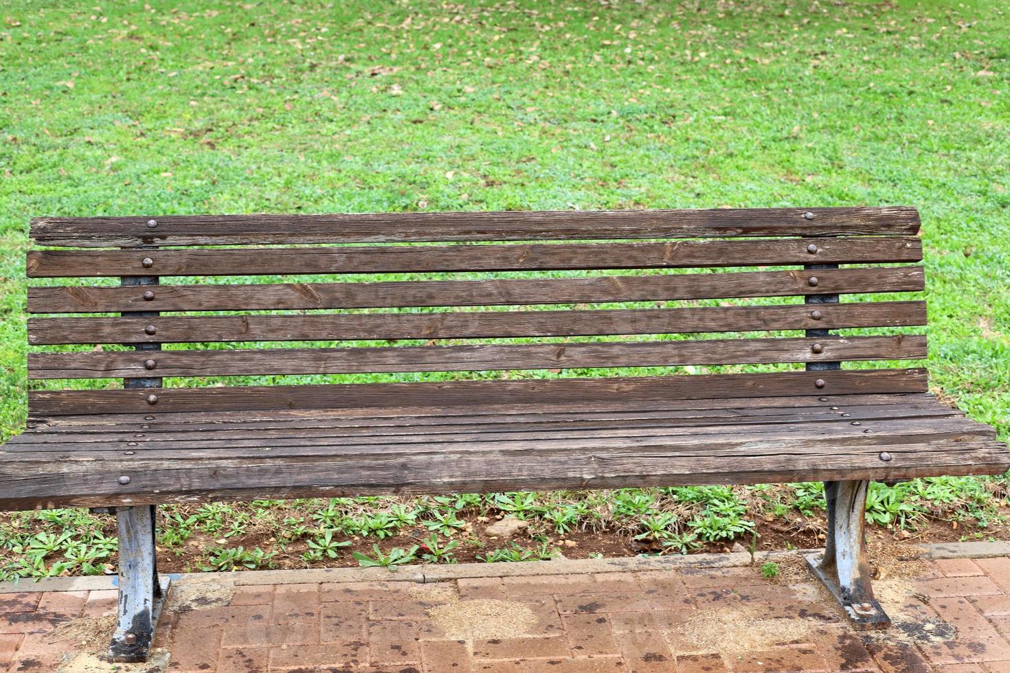 Bench for rest in a city park in Israel. photo