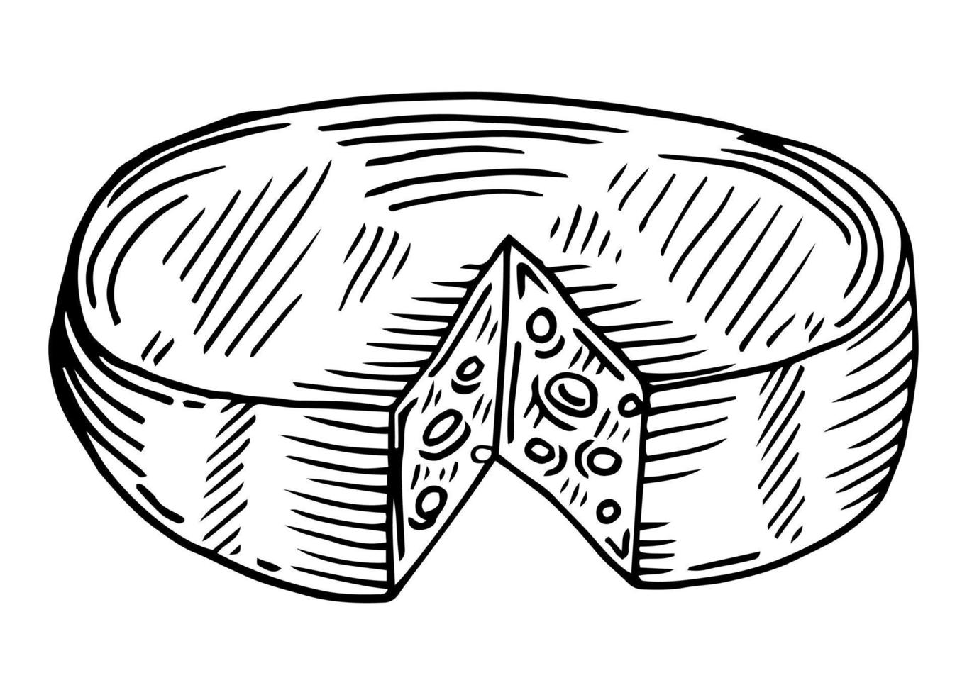 cheese cartoon black hand drawn illustration vector