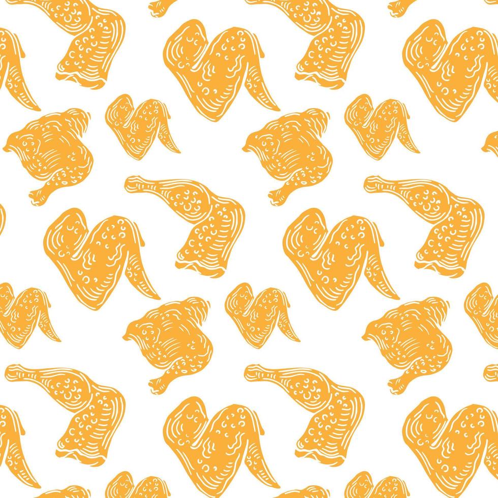 Pattern of fried chicken in drawing style vector