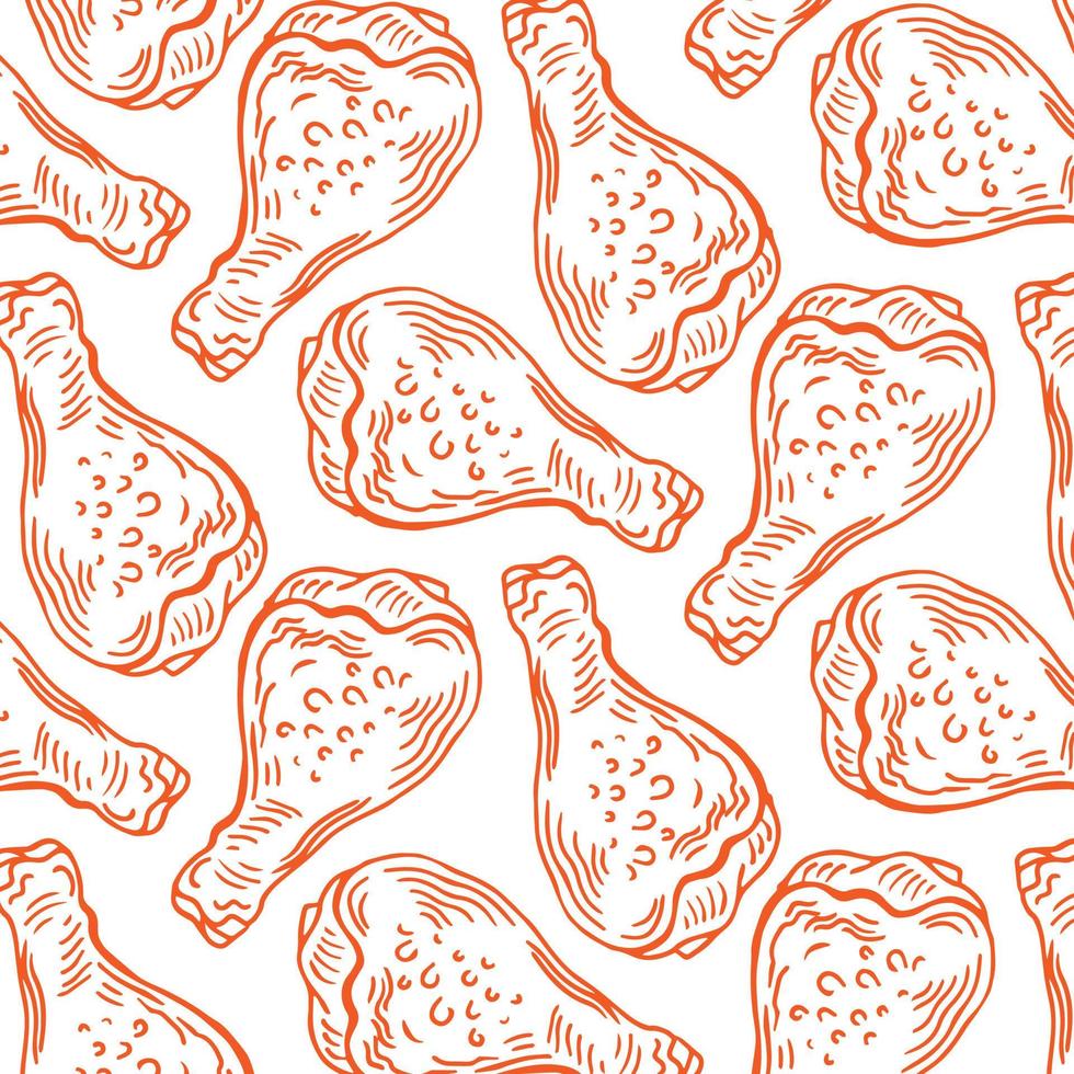 Crispy Fried Chicken Pattern vector scarf isolated repeat wallpaper tile background cartoon illustration doodle design