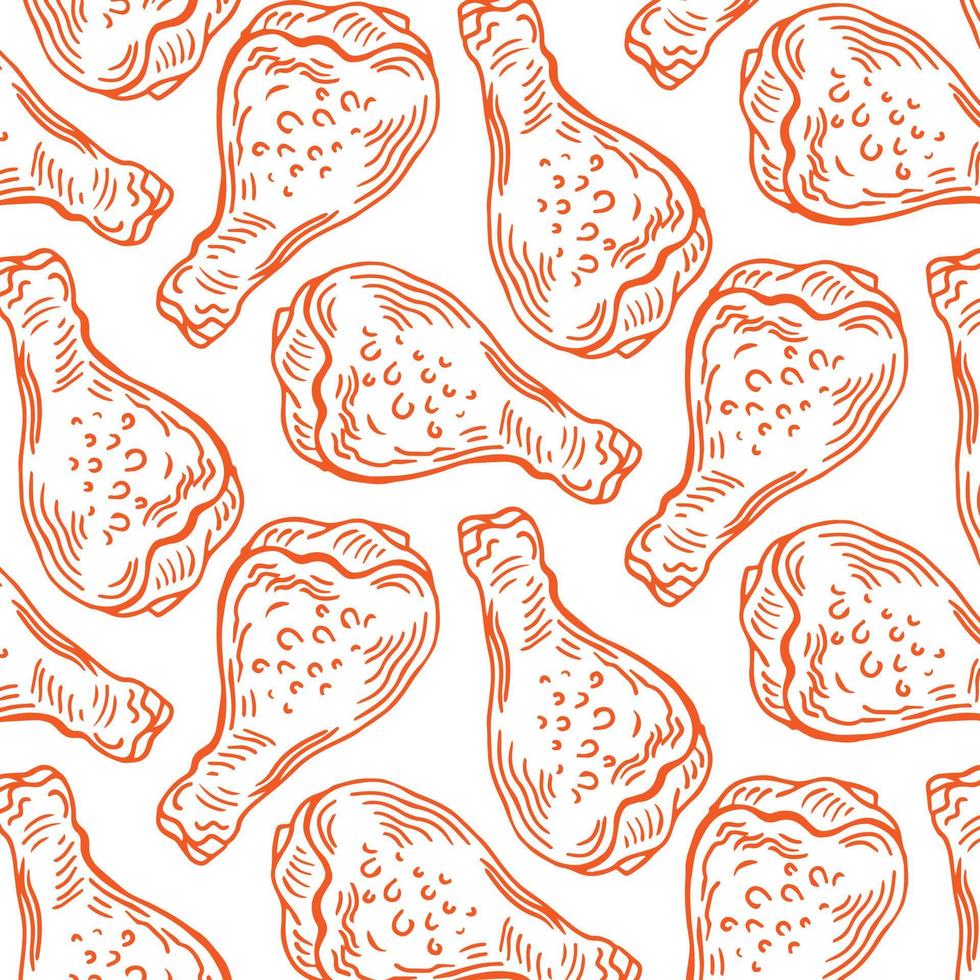 Crispy Fried Chicken Pattern vector scarf isolated repeat wallpaper tile background cartoon illustration doodle design