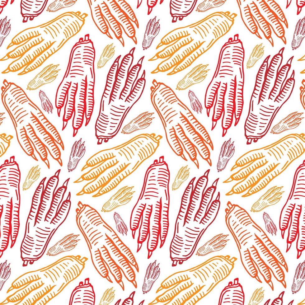 Chicken feet pattern. ingredient for making potion background. Witch accessory texture vector