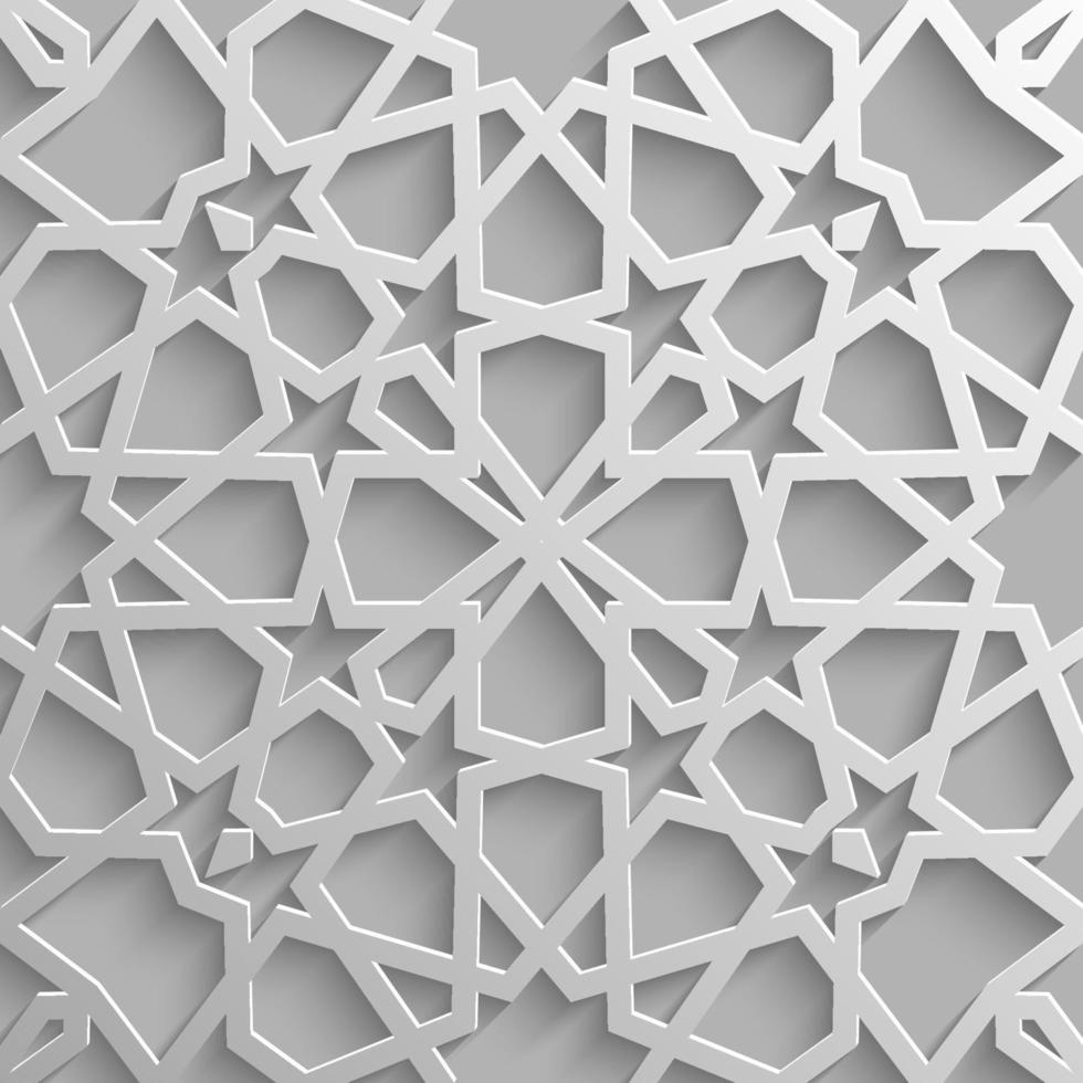 Seamless islamic pattern 3d . Traditional Arabic design element. vector