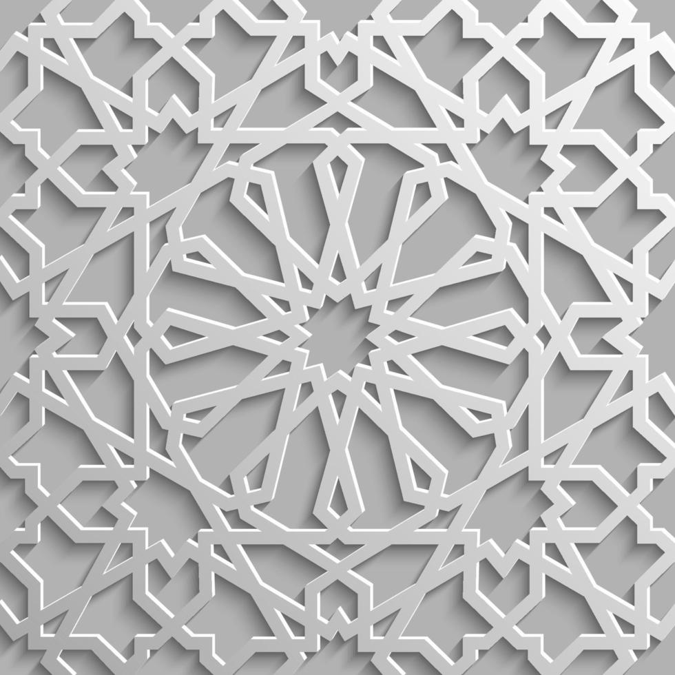 Seamless islamic pattern 3d . Traditional Arabic design element. vector