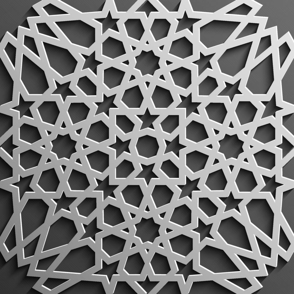 Seamless islamic pattern 3d . Traditional Arabic design element. vector