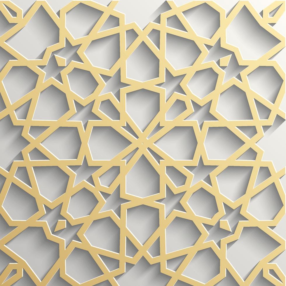 Background with 3d seamless pattern in Islamic style vector