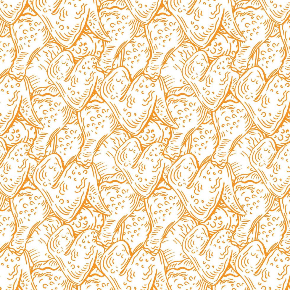 Crispy fried chicken pattern. Fast food pattern background vector