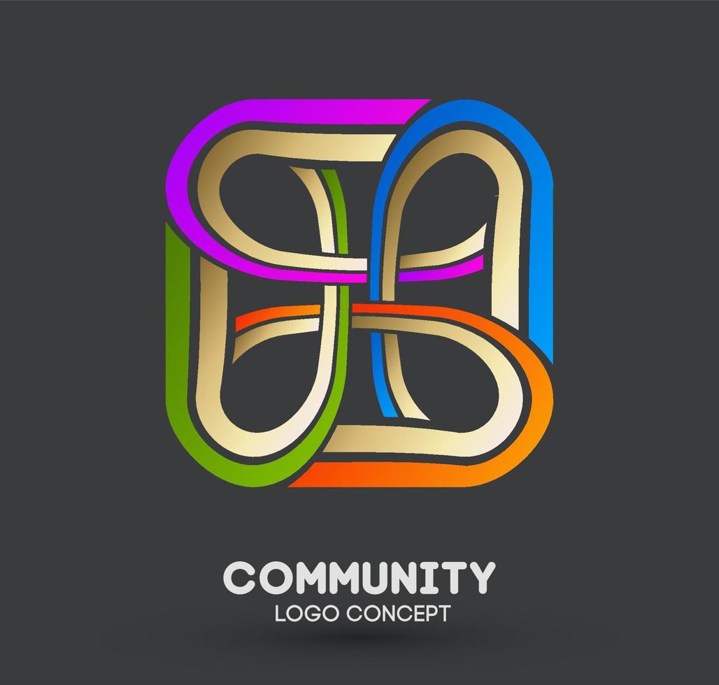 conectando el logotipo de la gente. vector de empresa de diseño de logotipo. idea de forma de icono moderno abstracto. concepto de negocio web.