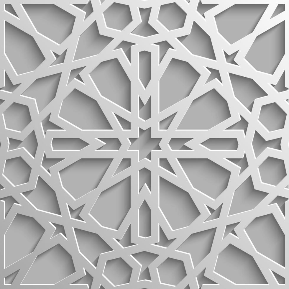 Seamless islamic pattern 3d . Traditional Arabic design element. vector