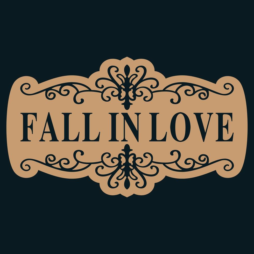 Fall in love Name Plate vector