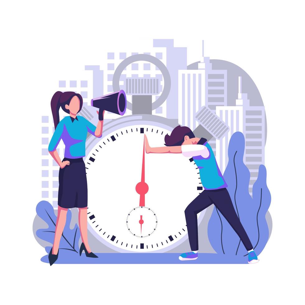 The alarm clock is ringing flat style illustration design vector