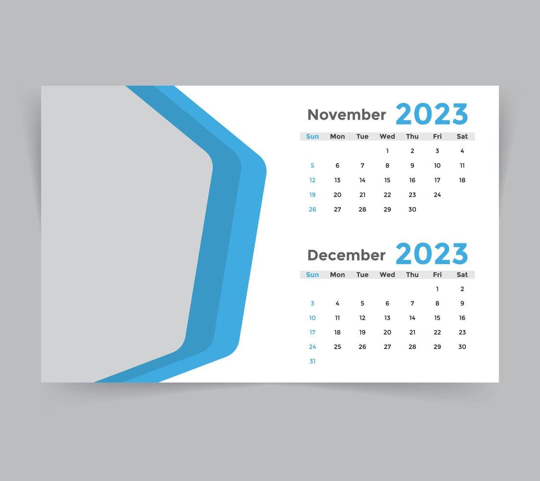 plantilla de calendario de escritorio para el año nuevo 2023 vector