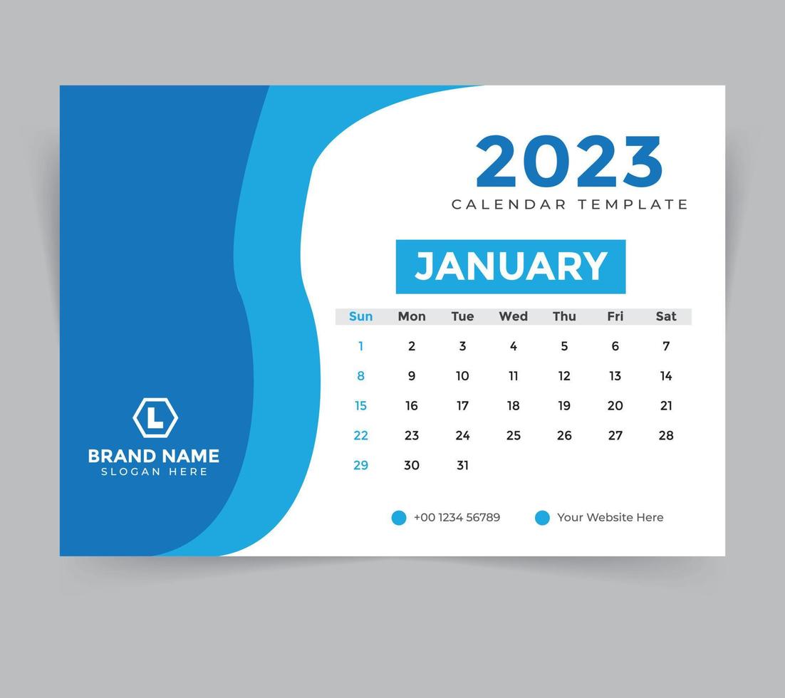 desk calendar template for new year 2023 vector