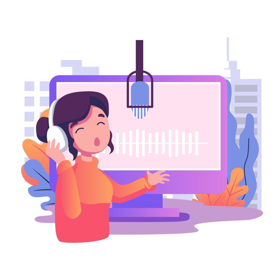 Voice over service flat style illustration design vector