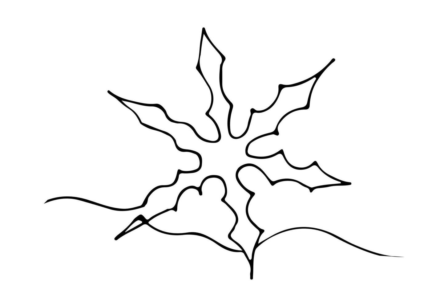 Line art Snowflakes on the white backgraund. Coloring page Vector illustration.