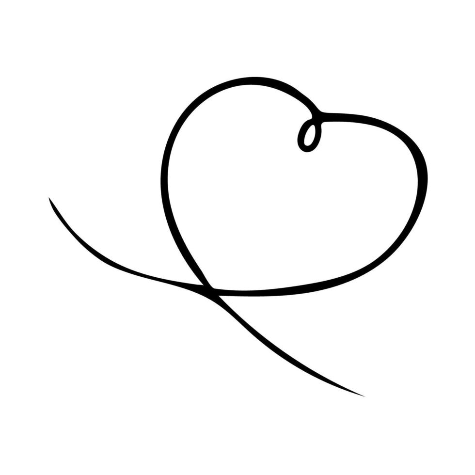 Line art heart on the white backgraund. Coloring page Vector illustration.
