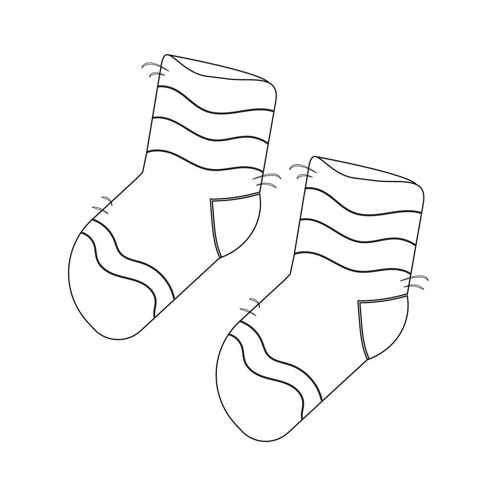 Coloring page. Women socks autumn winter. Vector illustration.