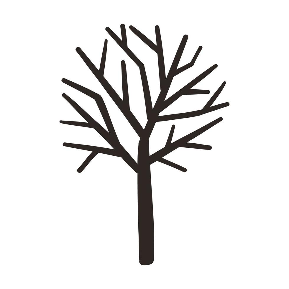 árbol marchito o muerto. dibujado a mano ilustración de invierno vector