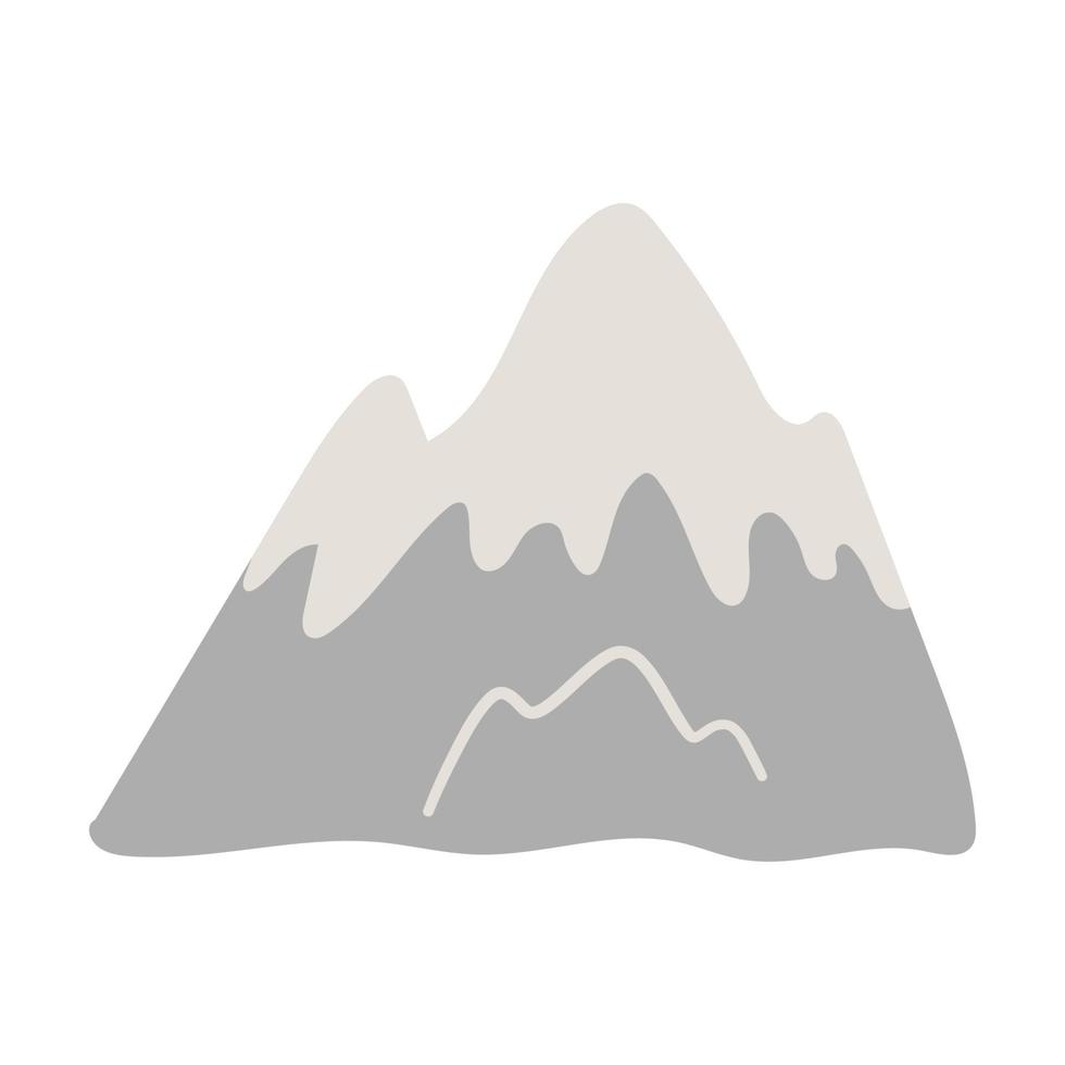 Snow covered mountain peak. Hand drawn illustration vector