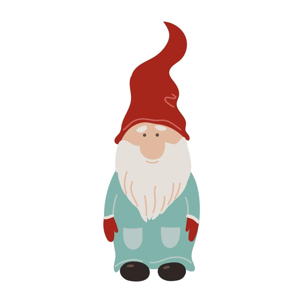 Dwarf, gnome or Christmas Elf. Hand drawn winter illustration vector