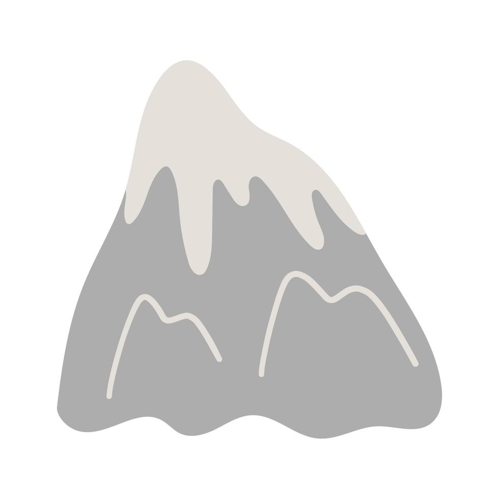 Snow covered mountain peak. Hand drawn illustration vector