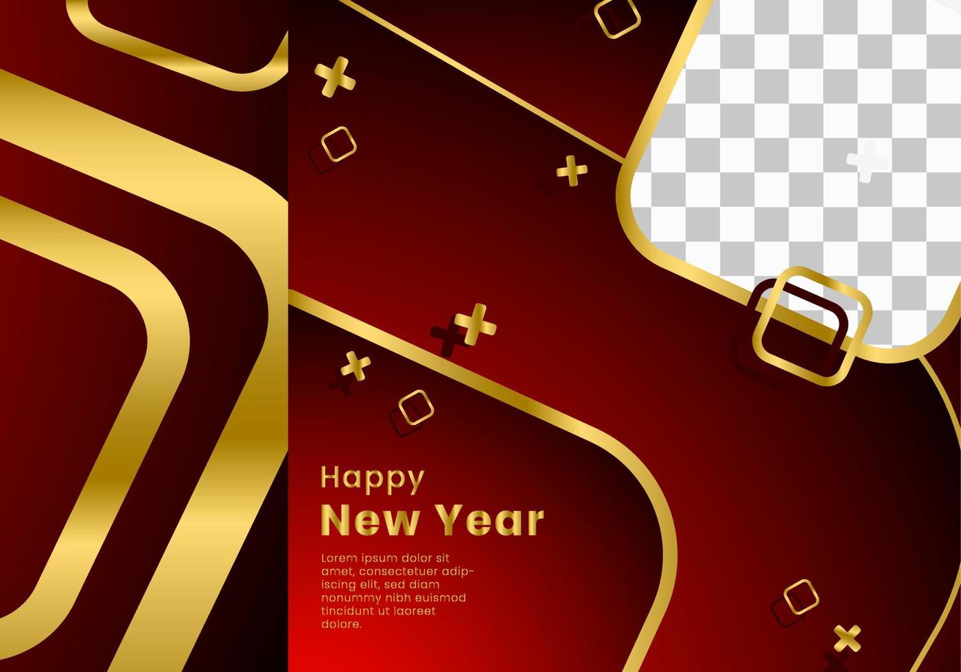 vector premium de plantilla de redes sociales con dorado en la oscuridad. feliz año nuevo.