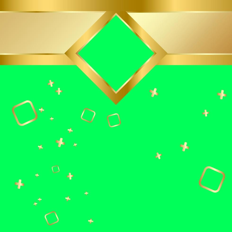 Green screen background with golden shapes. vector