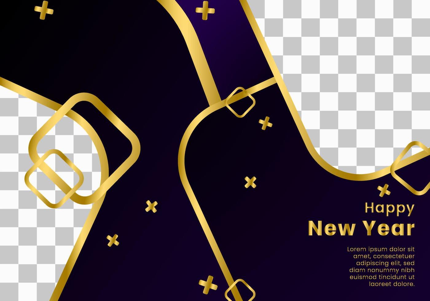 Social media template premium vector with golden in the dark. happy new year.