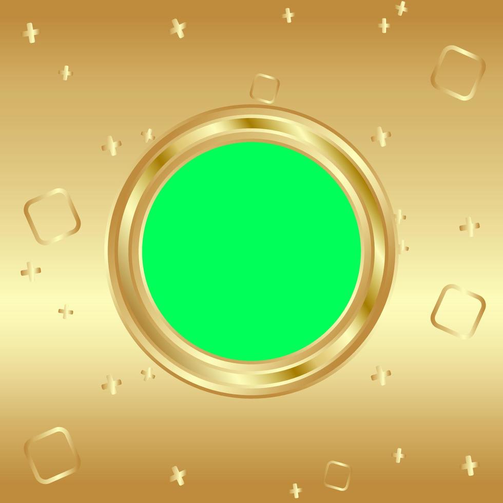 Green screen background with frame golden geometric. vector