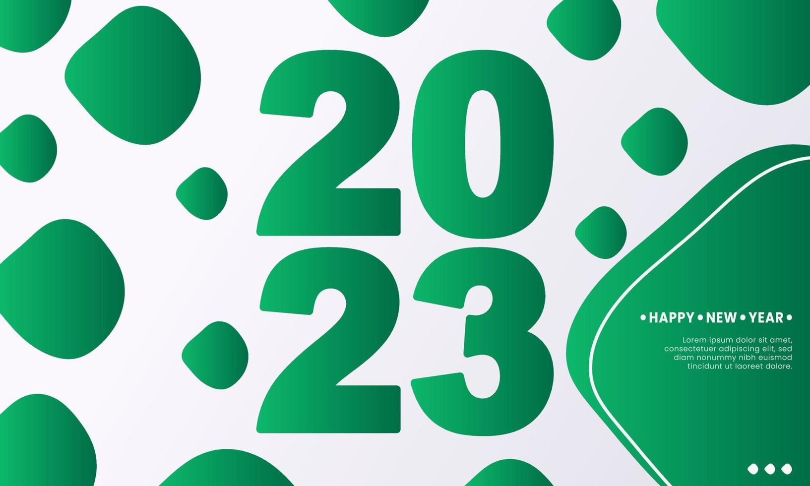 feliz año nuevo 2023 con colores verdes. vector