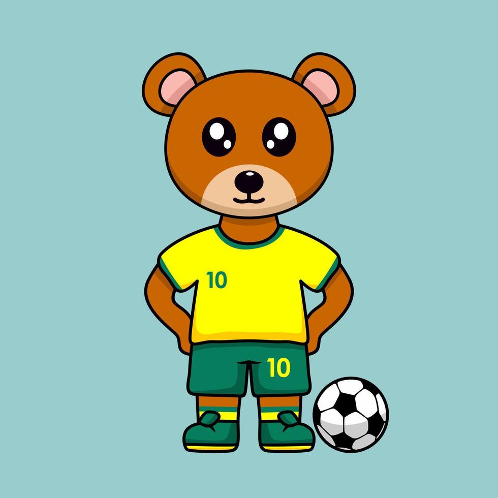 ilustración vectorial del personaje animal que lleva una camiseta de fútbol en la copa del mundo vector