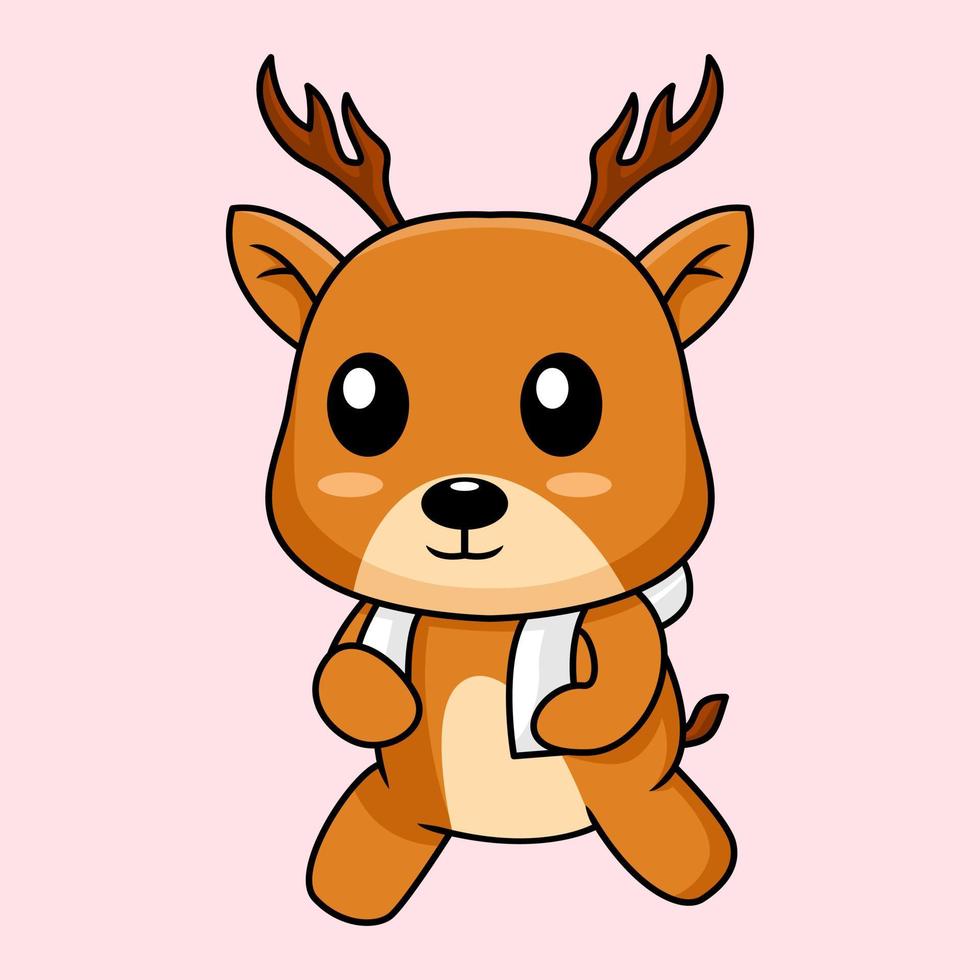 Vector illustration of cute deer cartoon character