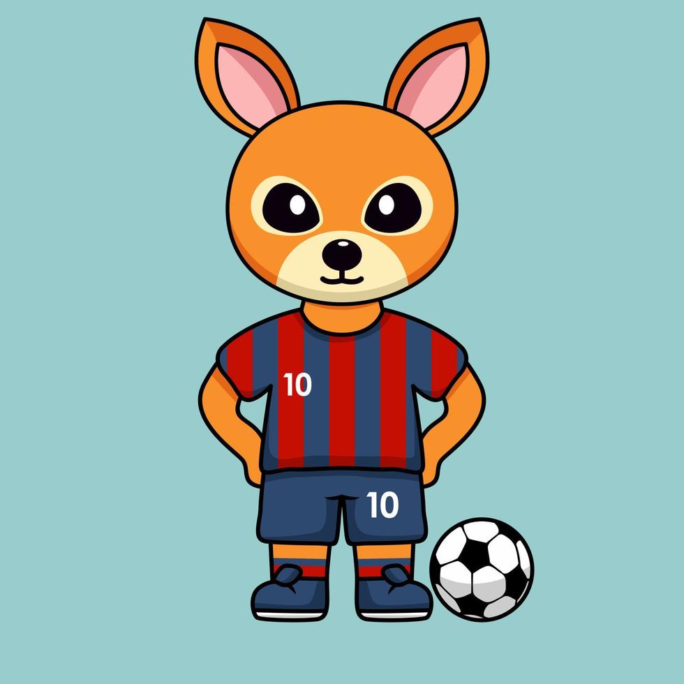 ilustración vectorial del personaje animal que lleva una camiseta de fútbol en la copa del mundo vector