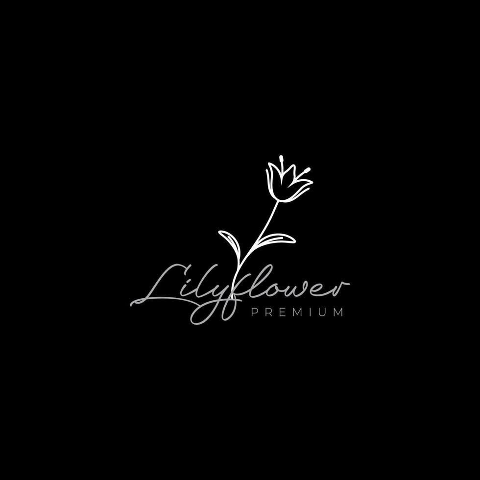 beautiful lily flower aesthetic minimalist logo design vector